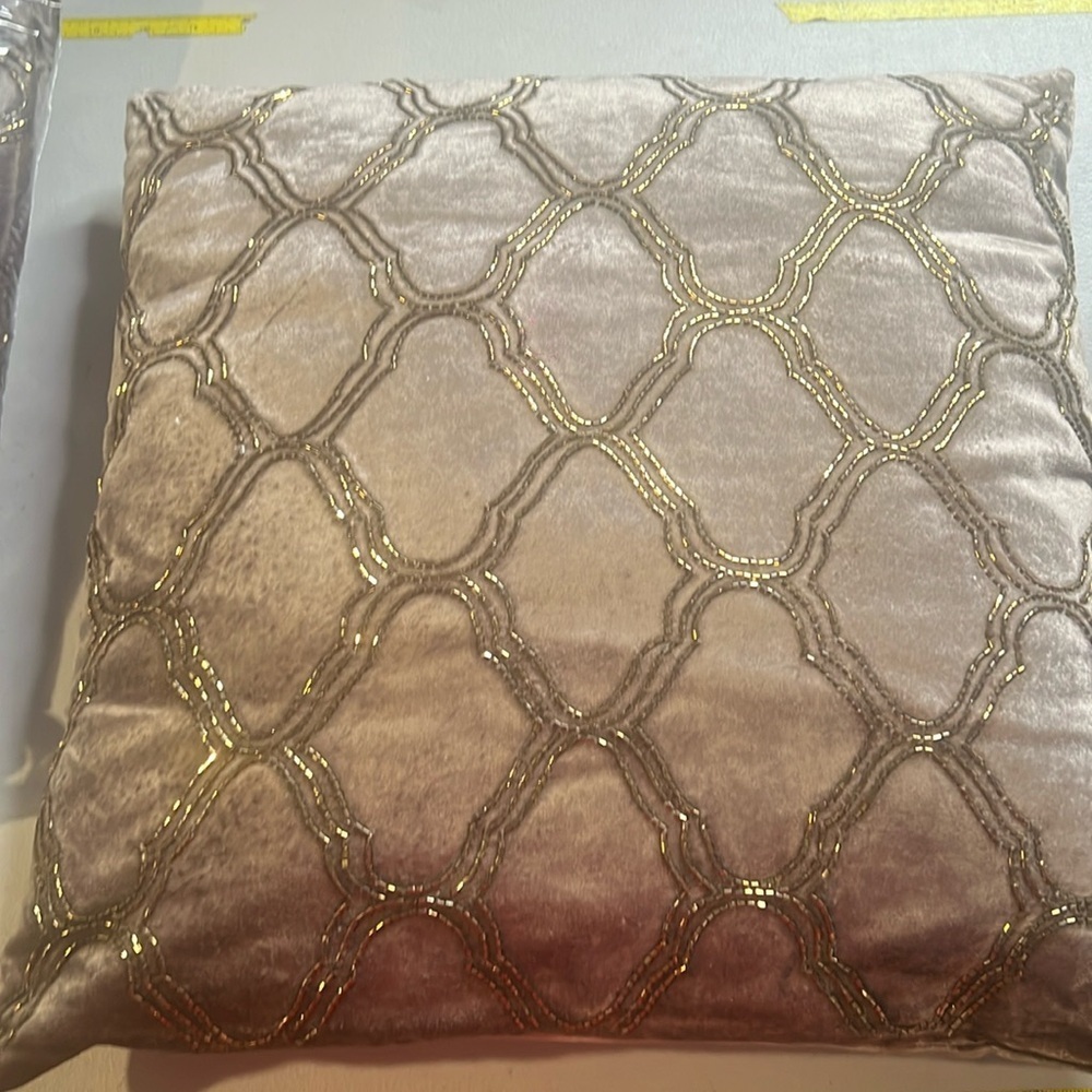 Accent Pillow Cushions Sequins Detail Velour 2pc Set NWT
